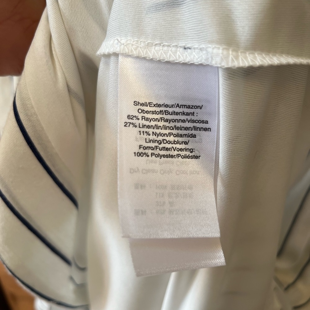 DKNY Womens White Belted Button Closures Striped Sleeveless  Midi Shirt Dress - Picture 10 of 11